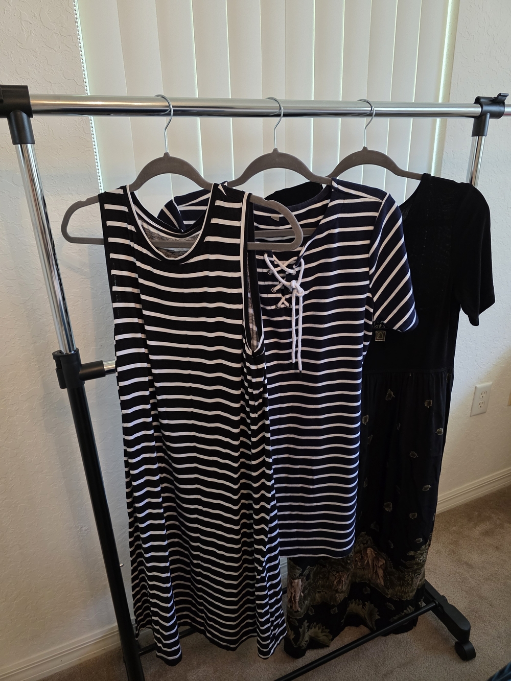 Bundle of 3 Women's Dresses Medium & Petite 10 Black White Striped Casual Safari